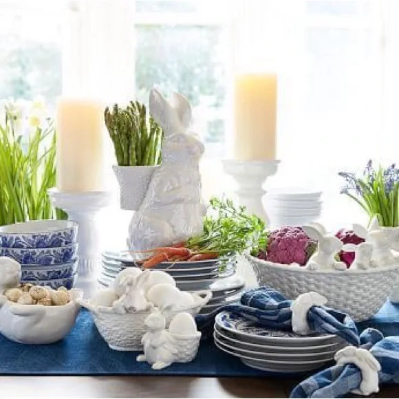 New with Tags- Pottery Barn Bunny Trio Basket Large Serving Bowl -  White NIB #2 - Picture 14 of 14